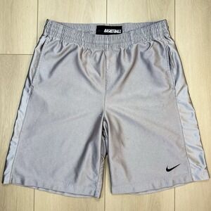 Y2K Nike Basketball Gray Mesh Shorts Men's Large Elastic Waist Pockets Athletic